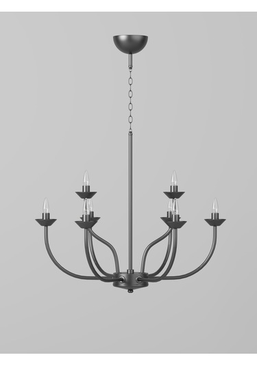 Valentıa Siyah 8 Kollu Klasik Avize E14 Duylu