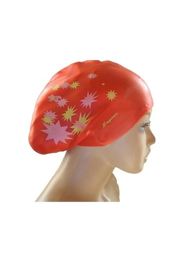 Uzun Saçlar İçin Sones Baskılı Silikon Yüzme Bonesi Su Geçirmez Yüzme Bonesi Kırmızı Bn Kırmızı Kırmızı