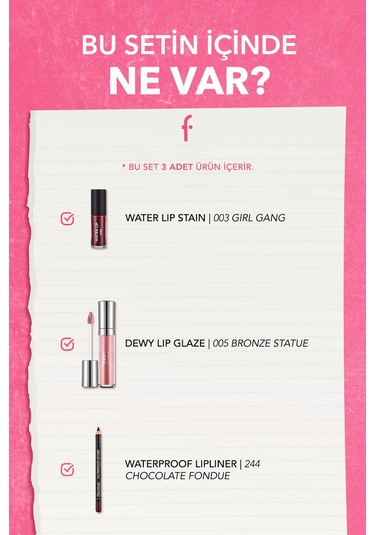 Flormar Cherry Cola Lips Dudak Makyaj Seti 3'lü