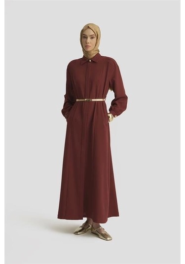 Armine Omzu Nervürlü Pardesü 25y8208 Koyu Kırmızı Koyu Kırmızı