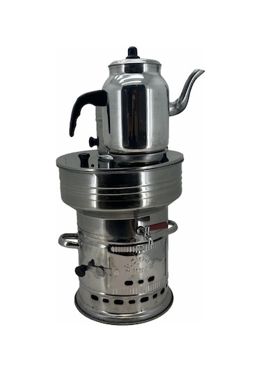 Paslanmaz 304 Çelik 7 L Demlikli Semaver