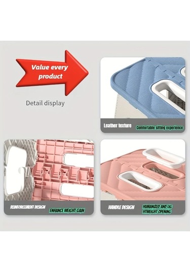 Elmpaly Gri Katlanır Tabure - Taşınabilir, Kaymaz, Sapı Olan Kompakt Step Tabure Gri