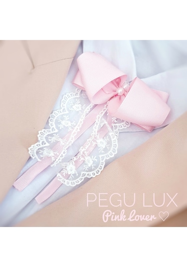 Pegu Lux Kurdele İncili Aksesuarlı Pembe Yaka Gömlek Ceket Broş, Yaka İğnesi 32 Pembe