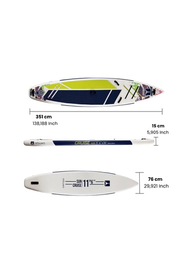 Rebuwo Pro Sup Şişme Sörf Tahtası Stand Up Paddle Board 76 351 15 Cm Yeşil Yarış Board