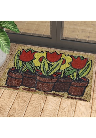 Çiçek Desenli Kauçuk İç Ve Dış Kapı Önü Paspası 45x70