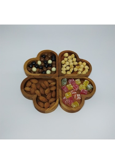 Cuori Ahşap Kalpli 4 Parça Çerezlik Kahvaltılık