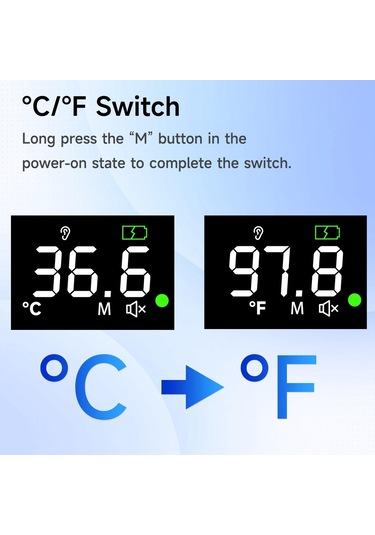 Yongrow Şarj Edilebilir Kulak Ve Alın Termometresi 3 Modlu Dijital Kızılötesi Termometre Yetişkin, Çocuk, Bebek İçin