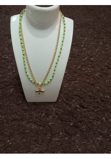 Yusufcuk Uçlu Çift Kolye Yeşil