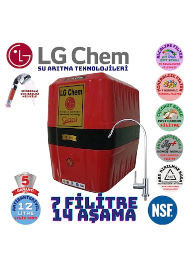 Lg Chem Cool Kırmızı Siyah 12 Lt 7 Fl 14 Aşama Su Arıtma Cihazı