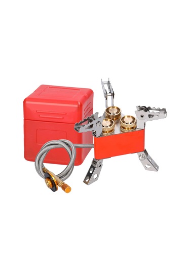 Xindoker Portatif Katlanabilir 3 Ayağlı Kamp Gaz Sobası - 6800w Yüksek Güç, Ayarlanabilir Valf, Turuncu Turuncu