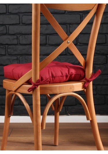 Altınpamuk Altınpamuk 4'Lü Lüx Pofidik Bordo Sandalye Minderi Özel Dikişli B