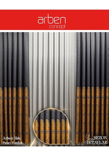 Arben Concept Side Pano Fon Perde / Ölçünüze Özel Dikim Siyah