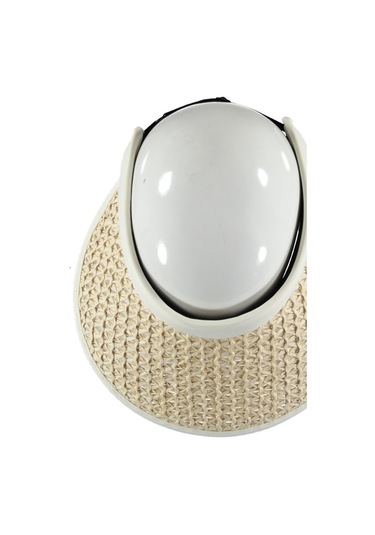 Uv Korumalı 50 Faktör Kadın Hasır Vizör Şapka Örgü Tasarım Vizör Ekru