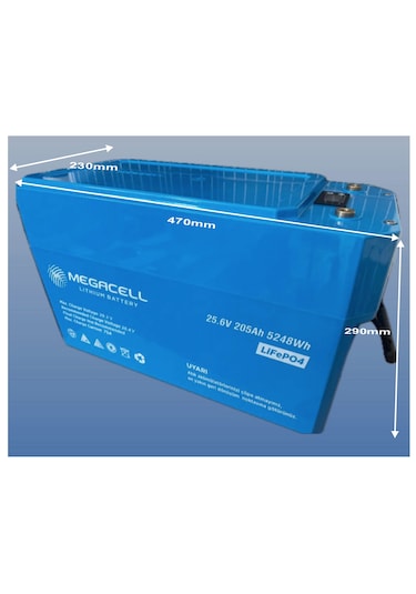 Megacell 25.6v 205ah  Prizmatik Lifepo4 Lityum Akü Bluetoothlu