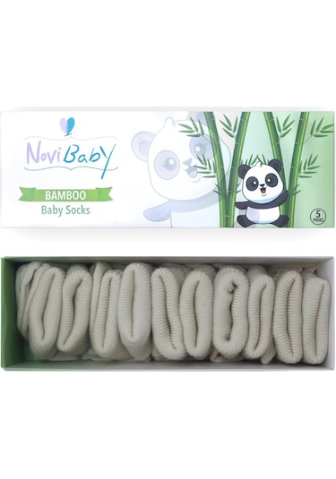 Novibaby 5'li Bambu Yenidoğan Bebek Çorabı I Ecru I 0-6 ay Ekru