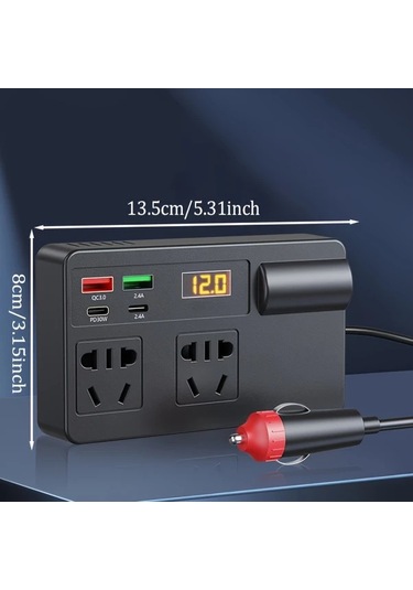 Xuweiwei Otomotiv İnvertörü 220v Saf Sinüs Dalgası Kamyon Kampçılık 30w Usb C Pd Hızlı Şarj Lcd Ekran