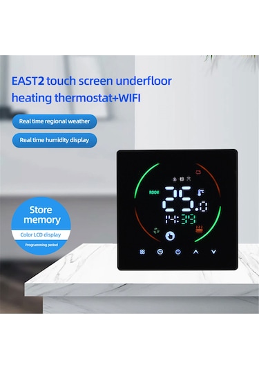 Suofeng East2-16a Siyah Wifi Akıllı Zemin Isıtma Termostati: Uzak Kontrol, Zamanlama, Nem Ve Hava Durumu Gösterimi, Çocuk Kilidi, Enerji Tasarrufu