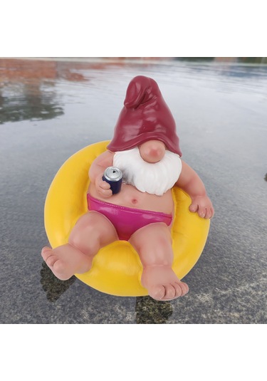 Hangfox Sarı Reçine Cüce Heykeli - Havuz, Göl, Bahçe Dekorasyonu - Su Üstünde Yüzen Funny Outdoor Ve Indoor Ornament