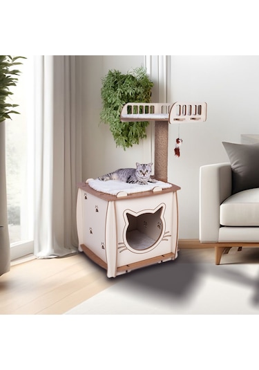 Patihomes Kedi Evi Ve Kedi Tırmalama Evi Yataklı