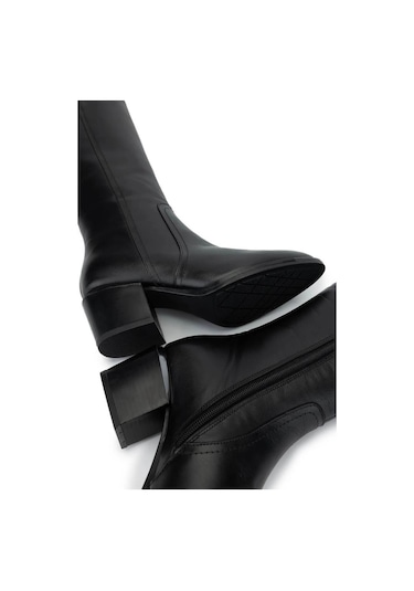 Venüs 2405427 Topuklu Kadın Deri Çizme Siyah