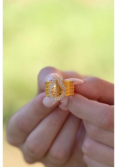 Çgk Kuyumculuk Tuğralı Hasır Altın Yüzük Yaldız