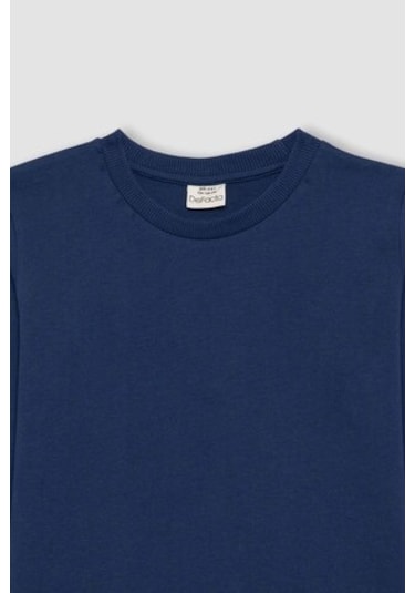 DeFacto Erkek Çocuk Bisiklet Yaka Basic Düz Uzun Kollu Tişört B7771A8NSNV131 Lacivert