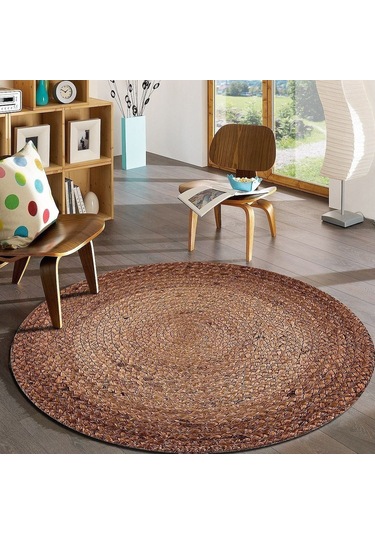 Jüt Yuvarlak Hasır Halı Yolluk Salon Oda Mutfak Halısı Ks-1039