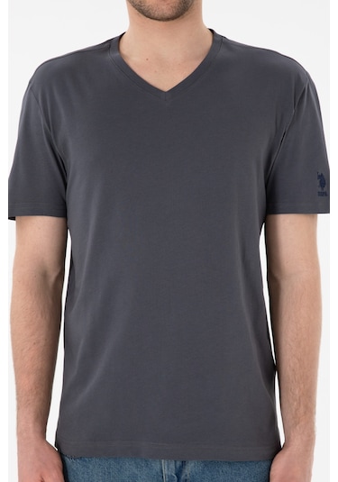 U.S. Polo Assn. Erkek Regular Fit V Yaka Antrasit Basic Tişört 50305858-VR006 U.S. Polo Assn. Erkek Regular Fit V Yaka Antrasit Basic Tişört 50305858-VR006