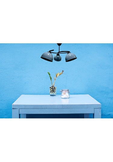 Riolight Retro,rustik,vintage Siyah Gövde Mavi Başlık 3xe27 Duylu Siyah