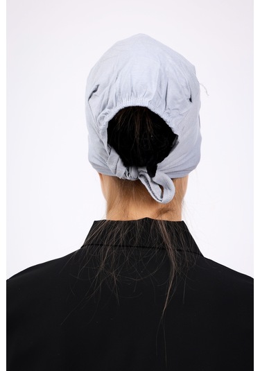 Kaymayan Silikonlu Dikişsiz Bone Açık Gri - Kaymaz Kadın Tesettür Bağlamalı İç Bone Açık Gri