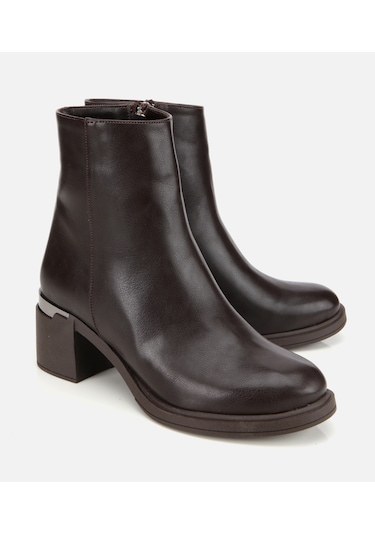 Hotiç Kadın Kahverengi Metal Detaylı Kalın Tabanlı Bilekte Düz Bot 01boh314910a480 01boh314910a480 Kahverengi