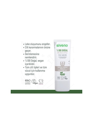 Siveno Doğal Beyazlatıcı Yüz Kremi 30 Ml
