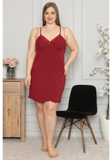 Akbeniz Kadın Pamuklu Ip Askılı Büyük Beden Gecelik 987 (509305378)