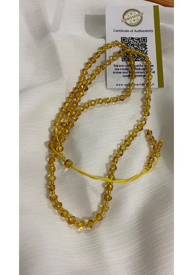 Sertifikalı Damla Kehribar Yetişkin Kolye Altın Sarısı