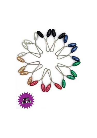 Eşarp Şal Klipsi 12 Adet Arpa Model Canlı Renkler Klips - Kadın Tesettür Aksesuar İğne Karışık Canlı