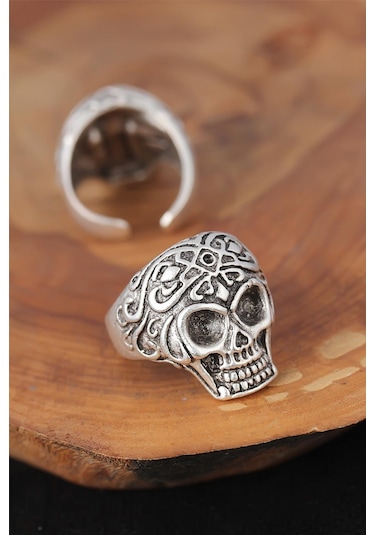 Kuru Kafalı Gümüş Renk Erkek Yüzük - Tj-ey240-ks Çok Renkli