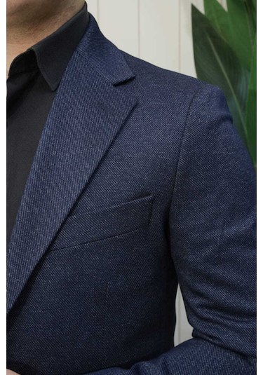Bys Beystil Sivri Yaka Lacivert Ceket 416 - Slim Fit
