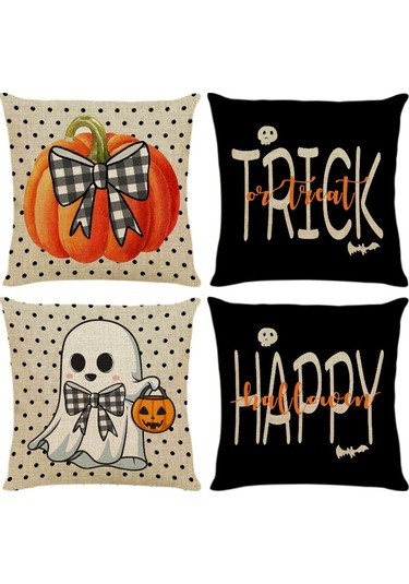 Yastık Kılıfları 18x18 4'lü Set Bufalo Ekose Gnome Balkabağı Yastıklar Çiftlik Evi Dekoratif Atma Yastık Kılıfları-14 Diğer