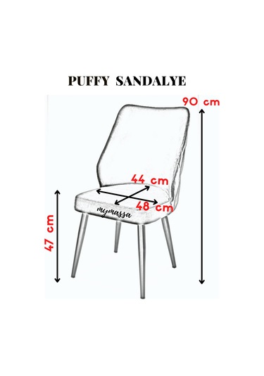 Puffy Sandalye - Babyface Lila - Metal Siyah Ayak 4 Adet - Salon Sandalyesi / Mutfak Sandalyesi Lila