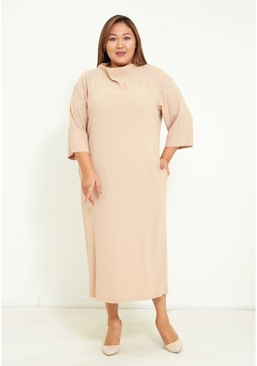 Modatalika Kadın Truvakar Kol Taş Aksesuar Detaylı Maxi Tasarım 001