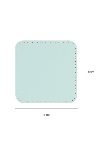 Bardak Altlığı,6 Lı Set,masaüstü Kare Cup Coaster,vegan Suni Deri,11x11 Cm.,su Yeşili