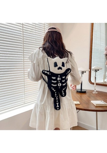 Novahub Komik Peluş Sırt Çantası Siyah Sırt Çantası Kedi Peluş Çanta Siyah Siyah