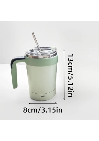 Motion003 Sıdajıa Taşınabilir Kahve Karıştırma Kupası Beyaz Samanlı Usb Şarj 350ml Kapasiteli Manyetik Otomatik Karıştırma Elektrikli Kahve Tozu Demleme