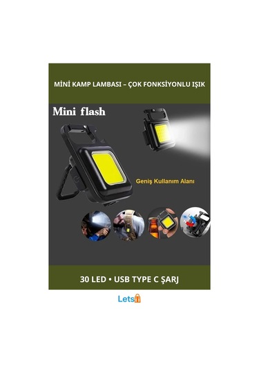 30 Led Mıknatıslı Şarjlı Mini Anahtarlık Flash Kamp Lambası Çok Renkli