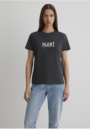 Mavi - Mavi Logo Baskılı Gri Tişört 1612232-34853 Gri