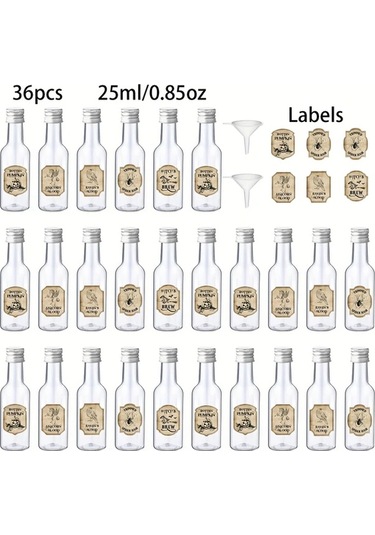 Willowhaven 36 Adet 0.85oz Gümüş Kapaklı Mini Plastik Şişe Cadılar Bayramı Parti Dekorasyonu