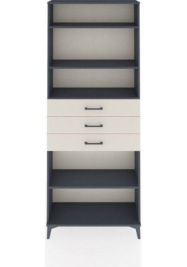 Arges Dolap 4 Raflı 3 Çekmeceli 88x30x221 Antrasit-aytaşı Antrasit