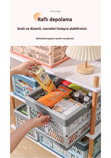 Snapbuy Katlanır Sepet, Alışveriş, Piknik, Market, Taşıma, Depolama Ve Kamp İçin Uygundur Ekstra Büyük Boy Gri