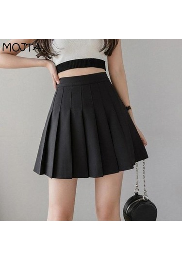 Yaz Kadın Pileli Etekler Bayan Mini Etekler Yüksek Bel Beyaz Siyah Etekler Tatlı Kız Etekler Siyah