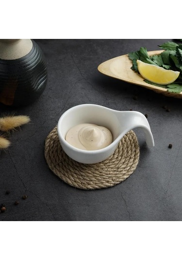 P.l. Proff Cuisine Sosluk 80 Ml 12x7,5x3,8 Cm Saplı Beyaz Porselen 2'li Paket 300732091 Beyaz